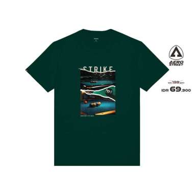 Aerostreet T Shirt Strike Hijau Botol Kaos T Shirt AABAA Katun M