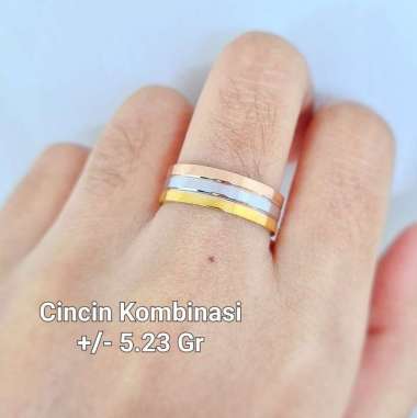 Cincin Ring 3 Warna Italy AU 750k Kadar 17k sz16-5,24gr