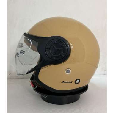 JS Helm Bogo Hijab Retro Gift Amora Polos /Helm Bogo Wanita Half Face M CAPPUCINO