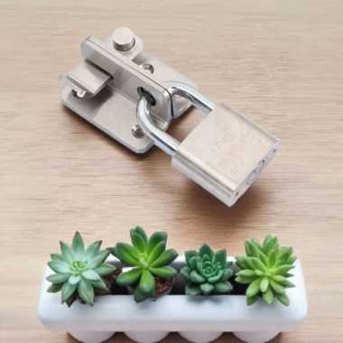 Grendel sliding door stenlis / overpal pintu geser gembok kunci slot kanan TEBAL