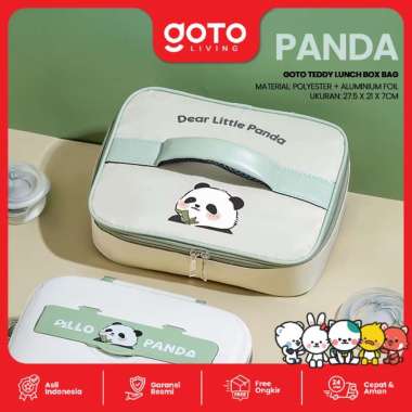 Goto Teddy Tas Bekal Alumunium Anti Tumpah Lunch Bag Lucu Fit To Box PANDA