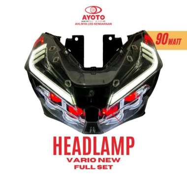 (LIVE) HEADLAMP VARIO 125/150 NEW 45 WATT PNP TERANG BERCAHAYA DEMON MERAH