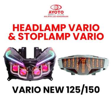(LIVE) HEADLAMP VARIO 125/150 NEW 45 WATT PNP TERANG BERCAHAYA VARIO RED + STOPLAMP