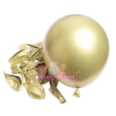 Balon Latex Chrome 12 inch / Helium quality mengkilap Gold