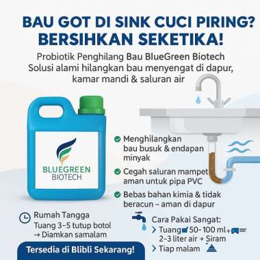 BlueGreen Biotech Menghilangkan Bau Saluran Got Cuci Piring