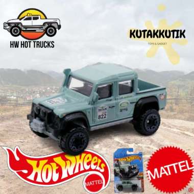Hotwheels Mobil Jip Militer 15 Land Rover Defender Double Cab Hijau No 822 HW Hot Trucks Green