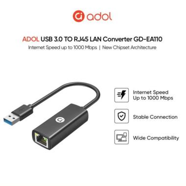 ADOL USB to LAN Adapter 1000mbps GD-EA110 ASUS License untuk PC Laptop Network Adapter Konektor Ethe