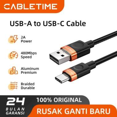 CABLETIME Kabel Casan Hp Charger Android Tipe C for Universal Phone A to C