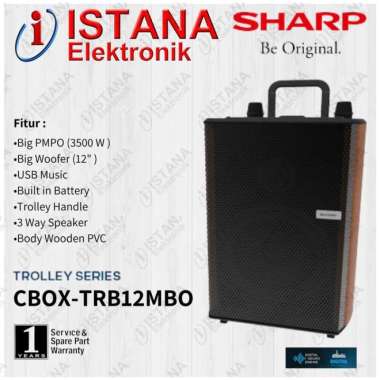 SHARP TROLLEY SPEAKER AKTIF SYSTEM 12 INCH CBOX-TRB12MBO