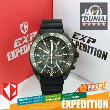 JAM TANGAN PRIA EXPEDITION ORIGINAL CHRONOGRAPH BLACK RUBBER WITH RING GREEN EXF 6869 EXF6869 EXF 68