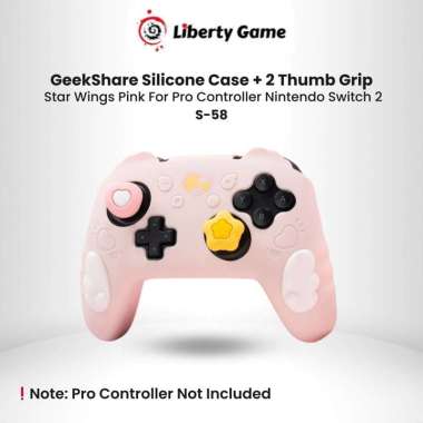 GeekShare Star Wings Pink Protective Case + 2 Thumb Grip + Sticker for Pro Controller Nintendo Switc