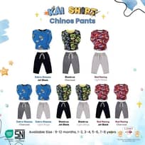 LIBBY Setelan Anak Laki laki Basic Tee Sablon & Celana Chinos Pants Anak Laki laki usia 9 Bulan - 8 Tahun (1 Set/ 2 Item) | Paket Hemat Set Basic Tee