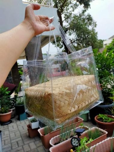 Tas Mika Plastik Box Dus Kotak Nasi Kotak makan Goodie Bag HampER 22x22x22