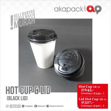 Paper Cup 12 oz - Hot Cup + Tutup Putih Hot Cup 12 oz