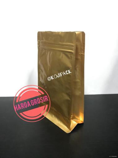 Flat Bottom Gusset Standing Pouch 15.5x23.5 Alumunium Foil Gold 1000g