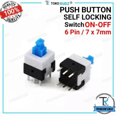 Switch Push Button ON OFF Self Lock 6 Pin Kaki 7x7 mm Saklar Tombol