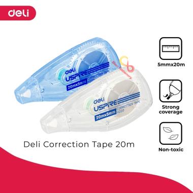 Tipex kertas 20 meter Deli Correction tape tipx roll tip-ex kering tip-x tipe x