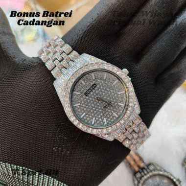 JAM TANGAN PRIA GENEVA MODEL PENUH PERMATA FASHION KASUAL ELEGAN - BONUS BATREI CADANGAN - GN725483 