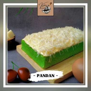 Sponge Cake Bolu Jadul Klasik Pandan kukkiedough Krim Vanilla + Meses