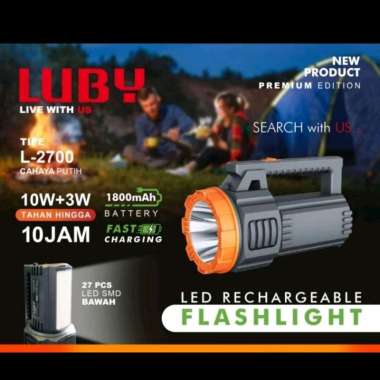 Senter luby L-2700 10W + 3W Emergency rechargeable / Senter Cas Super terang Luby L-2700 emergency r