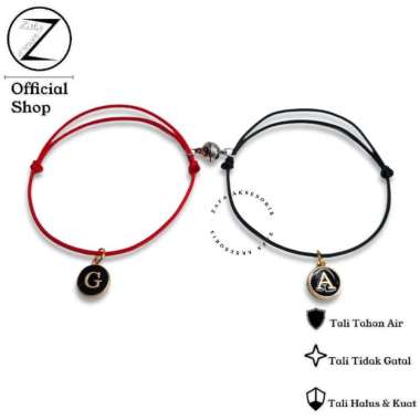 Zafa Gelang Magnet Couple Liontin Huruf Tali Tahan Air - ZBH X Circle Letter X Magnet D