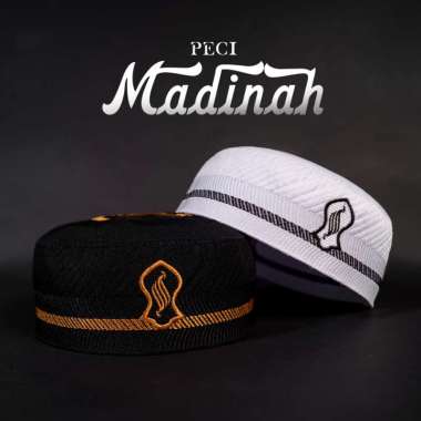 Katsae Peci Madinah Motif Bordir Terompah Timbul Original Peci Songkok kopiah dewasa 6 FULL HITAM