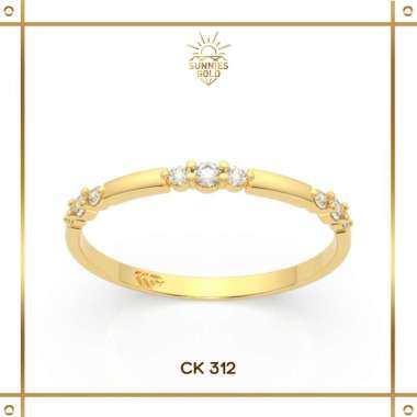 CINCIN EMAS ASLI WANITA KADAR 375 (8K) CINCIN BATU PUTIH SIMPEL TETAP ELEGANT CK 312