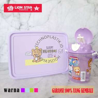 LION STAR Paket Hemat Rilakkuma Lunch Box Kotak Makan Sekat 3 Mondo Bottle Botol Minum Anak Lucu 450