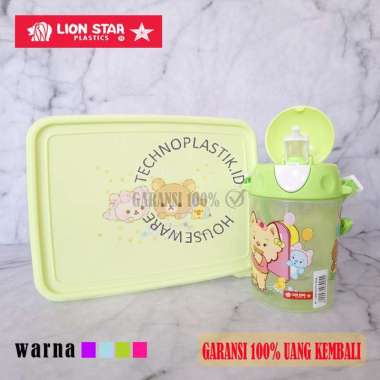 LION STAR Paket Hemat Rilakkuma Lunch Box Kotak Makan Sekat 3 Mondo Bottle Botol Minum Anak Lucu 450