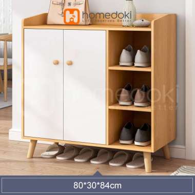 Homedoki Lemari Sepatu Susun Minimalis / Rak Sepatu Kapasitas Besar/ /Rak Sepatu Kayu Anti Debu Lema