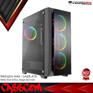 Casing VenomRX DROGON MAX - ATX Case Tempered Glass + 4pcs ARGB Fan
