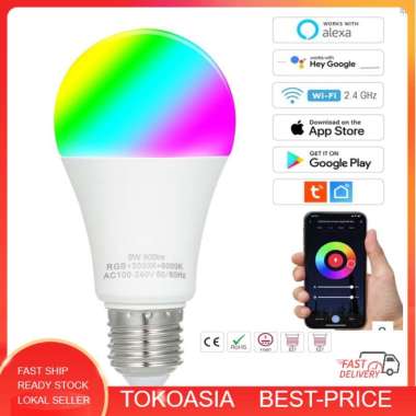 (WiFi2.4Ghz) (MOES/TUYA) 9W SMART E27 Dimmable LED - 806Lm Light Bulb Energy Efficient RGB White Col