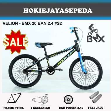 Sepeda BMX 20" VELION - SALVO Ban 20 x 2.40 untuk anak 9 tahun sampai remaja BONUS JALU 20 Inch BLACK YELLOW