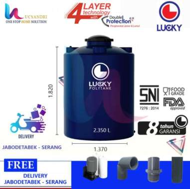 Tangki Air Lucky Standard LS 2000 Tandon Toren Air, 2350 L NEW Biru