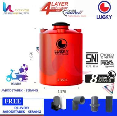 Tangki Air Lucky Standard LS 2000 Tandon Toren Air, 2350 L NEW Orange