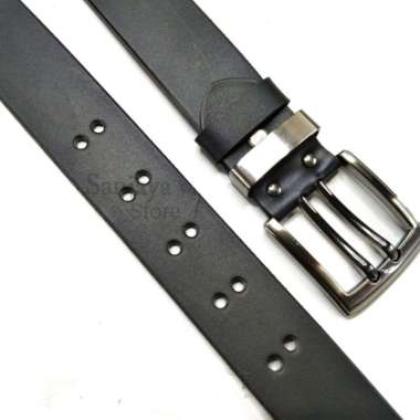 VERISH Gesper Kulit/Sabuk Kulit Pria/Ikat Pinggang Pria Kulit Asli Jarum 2 Terbaru Hitam/Jarum 2