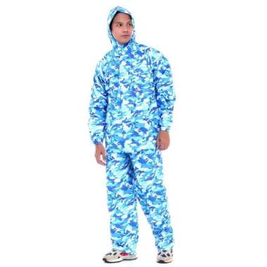 Jas Hujan PLEVIA ARMY 813 Jaket Celana Loreng Biru