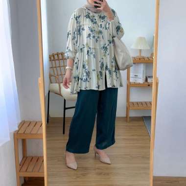 FATEMA SET - ONE SET FATEMA TUNIK RAYON MOTIF BUNGA - SETELAN TUNIK BUNGA - ONE SET WANITA TERBARU F