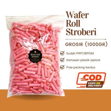 Wafer Roll Stroberi (Grosir) 1000gr / Snack Cemilan Camilan Astor Mini 250gr