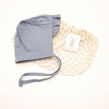 Carrol n Barrol Bonet Ruffle Cotton - Topi Ruffle Bayi Katun Faded Denim