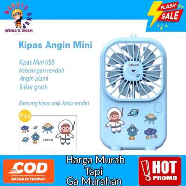 Kipas Angin Mini Portable + Free Stiker Lucu/2in1 Kipas Angin Genggam Mini Lucu Portable USB Pink