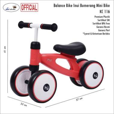 Labeille garansi resmi KC 116 Balance Bike Inui Bumerang Mini Bike Merah