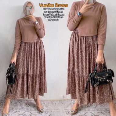 Yunita Dress - One Set Wanita Katun Premium Setelan Wanita outer Semi Woll Lengan Panjang Motif Kota