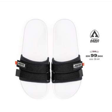 Aerostreet 39-44 Romeo Putih Hitam - Sandal Selop Slip On B1BAA 43