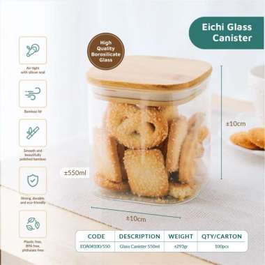 CATALINA - EDA 04100-550 | Toples Kaca 550ml - Storage Jar Borosilikat Kedap Udara