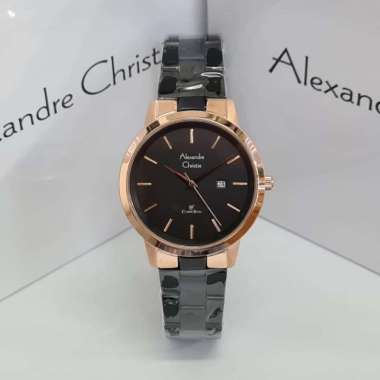 JAM TANGAN WANITA ALEXANDRE CHRISTIE AC 8645 / AC8645 ORIGINAL ROSEGOLD BLACK