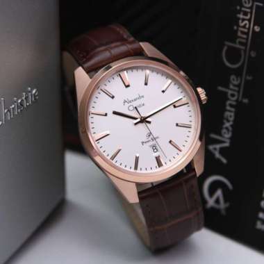 JAM TANGAN PRIA ALEXANDRE CHRISTIE AC 1035 ROSEGOLD BROWM KULIT. ORI