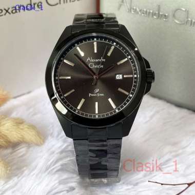 Original 100%!! Jam Alexandre Christie Pria AC 1015 AC1015 Full Black Garansi Resmi 1 tahun