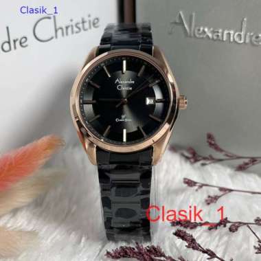 Original 100%!! Alexandre Christie Wanita AC 8648 / AC8648 Rosegold Black Garansi Resmi 1 tahun