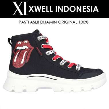 Sepatu Sneakers Wanita Original Skechers Rolling Stone Black 177967BKRD 40